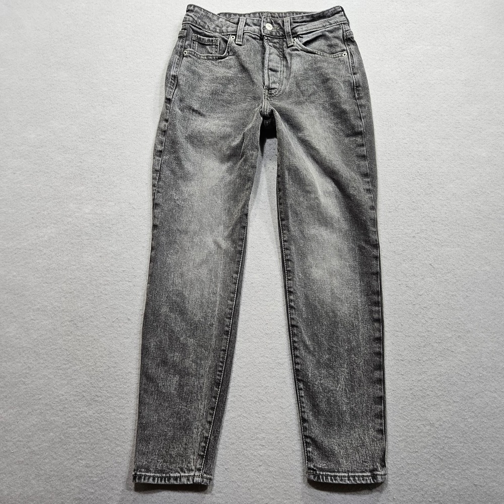 Old Navy O.G. Straight Maeve Jeans Women 2 Gray Faded High Rise Button Fly 26x26